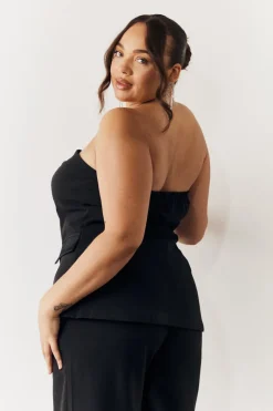 Black Bandeau Sweetheart Neckline Waistcoat