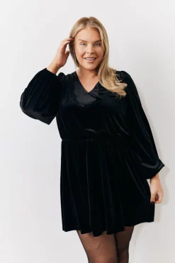 Black Bow Back Velour Mini Dress