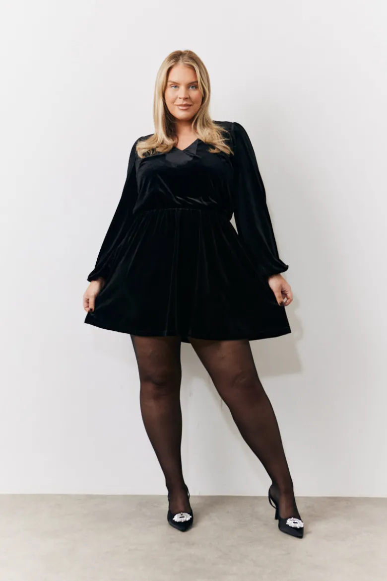 Black Bow Back Velour Mini Dress