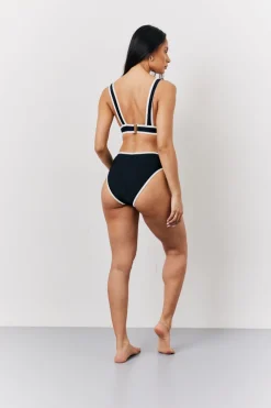 Black Contrast Binding Plunge Bikini Top