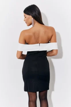 Black Contrast Bow Mini Dress