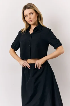 Black Co-Ord Cropped Shirt