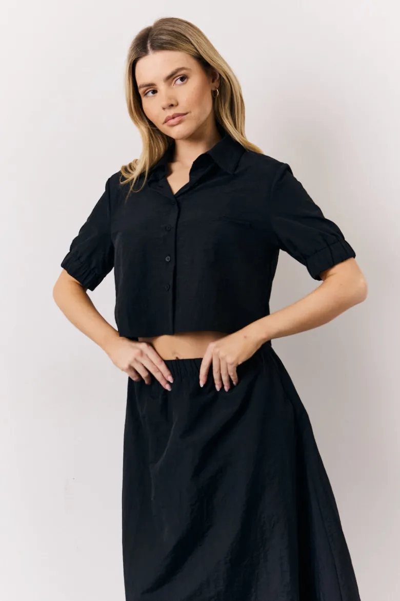 Black Co-Ord Cropped Shirt