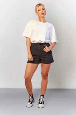 Black Denim Paper Bag Shorts