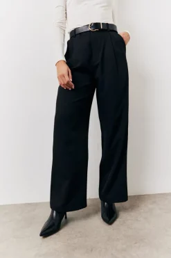 Black Elasticated Waist Wide Leg Trouser