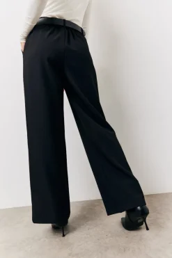 Black Elasticated Waist Wide Leg Trouser