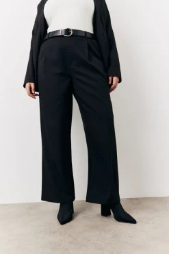 Black Elasticated Waist Wide Leg Trouser