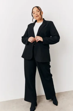 Black Elasticated Waist Wide Leg Trouser