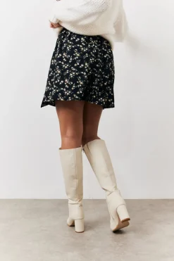 Black Floral Flippy Mini Skirt – Soft & Lightweight Fit