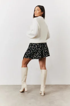 Black Floral Flippy Mini Skirt – Soft & Lightweight Fit