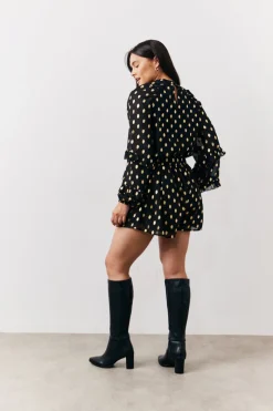 Black Foil Detail Chiffon Shorts
