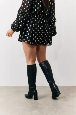 Black Foil Detail Chiffon Shorts