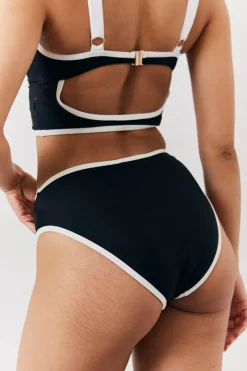 Black High Thigh Boomerang Bikini Bottoms