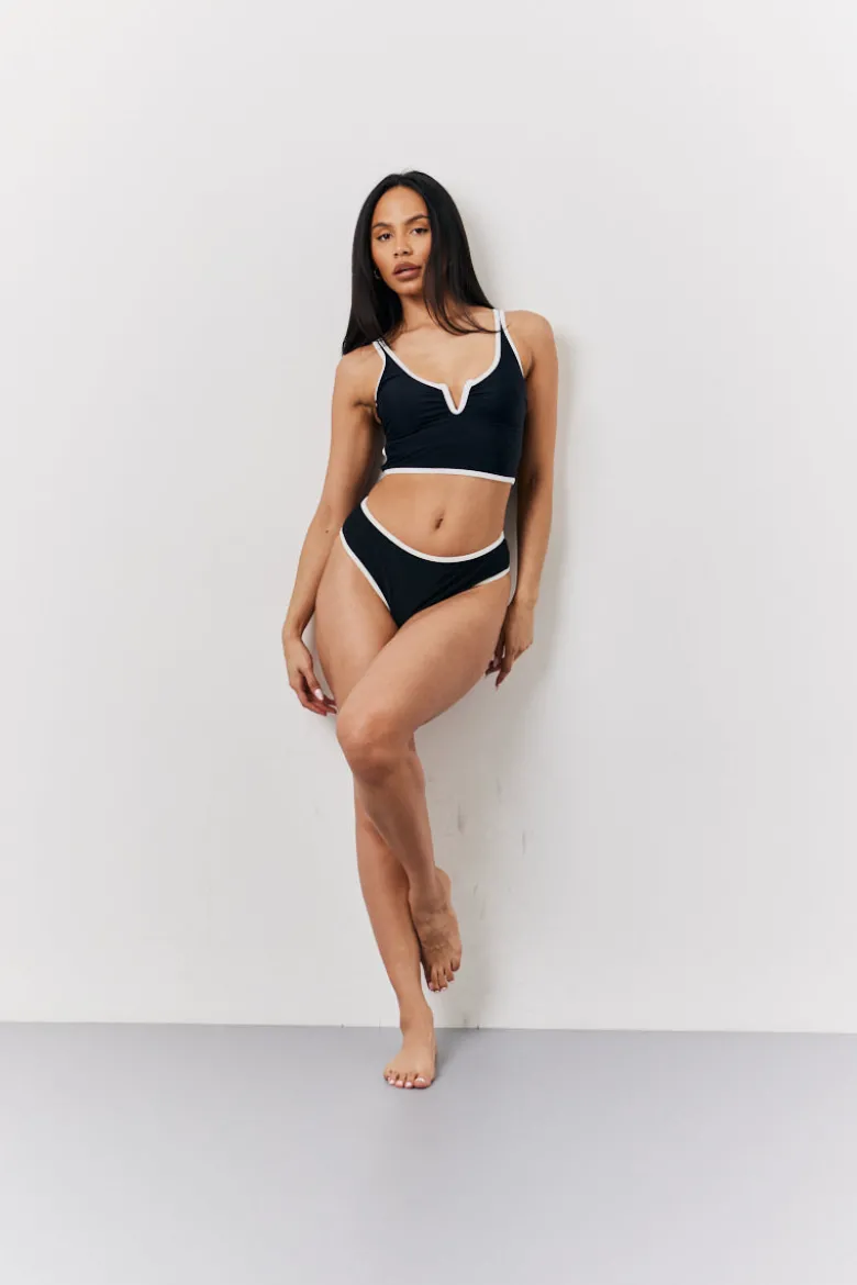 Black High Thigh Boomerang Bikini Bottoms