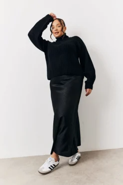 Black Jacquard Printed Slip Skirt