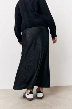 Black Jacquard Printed Slip Skirt