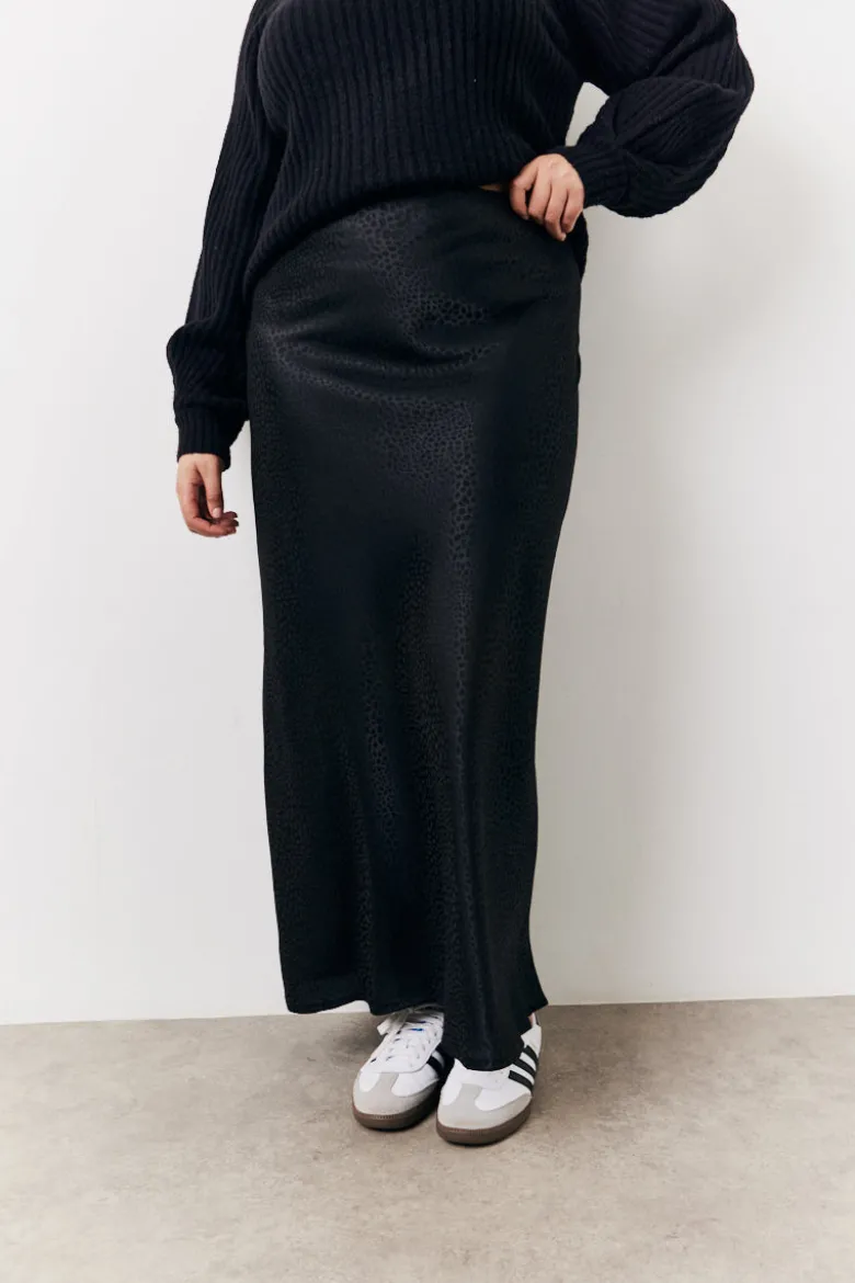 Black Jacquard Printed Slip Skirt