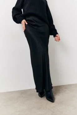 Black Jacquard Printed Slip Skirt