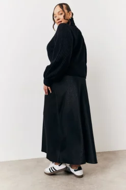 Black Jacquard Printed Slip Skirt