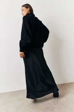 Black Jacquard Printed Slip Skirt