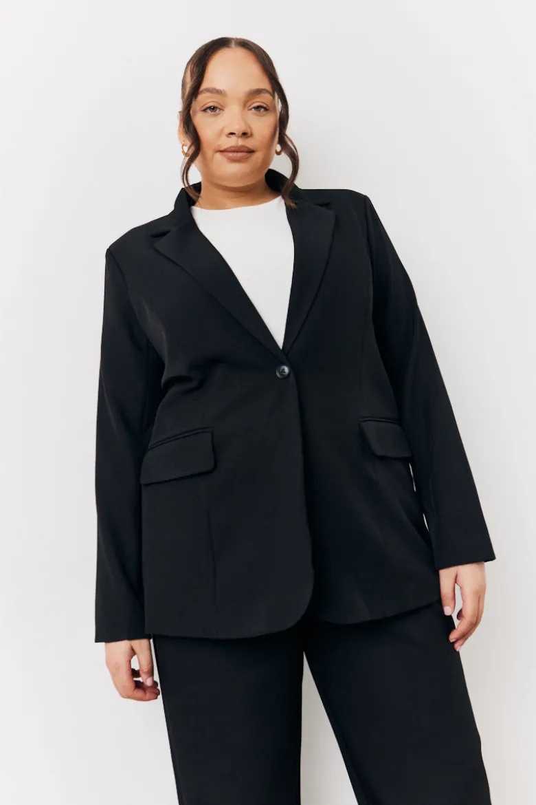 Black Relaxed Pocket Detail Blazer
