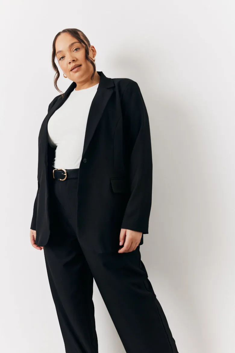 Black Relaxed Pocket Detail Blazer
