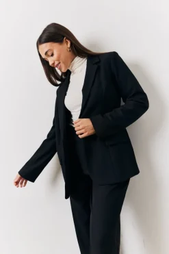 Black Relaxed Pocket Detail Blazer