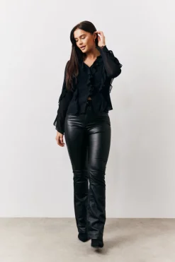 Black Ruffle Chiffon Blouse