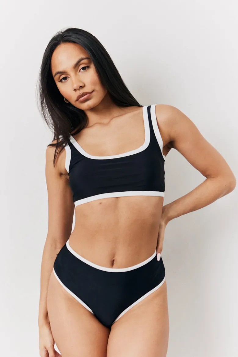 Black Scoop Neck Bikini Top