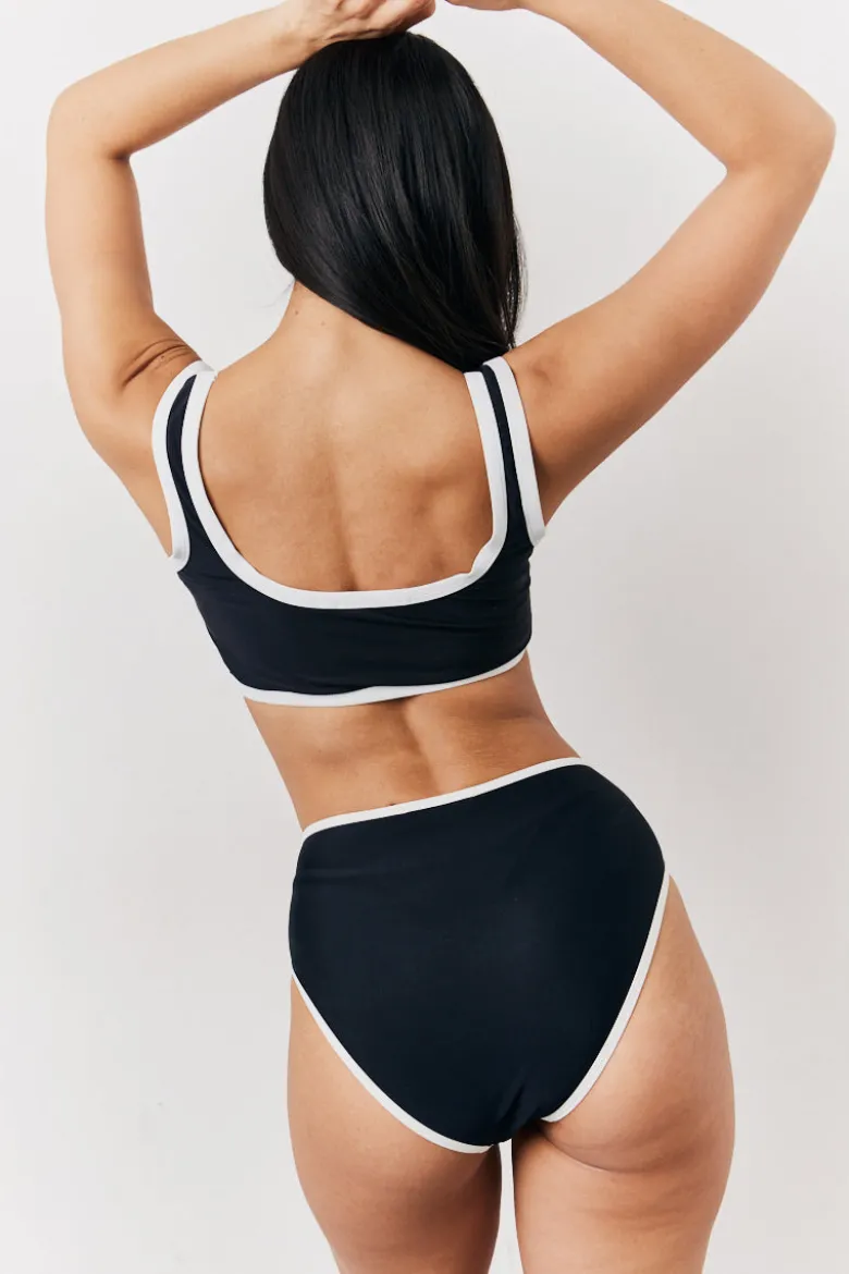 Black Scoop Neck Bikini Top