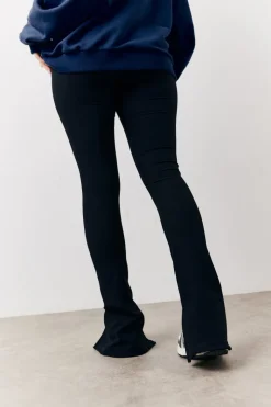 Black Sculpt & Control High Waisted Split Hem Ribbed Legging