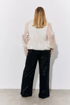 Black Sequin Wide Leg Trouser