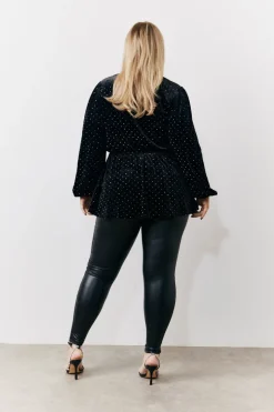 Black Studded Velvet Blouse