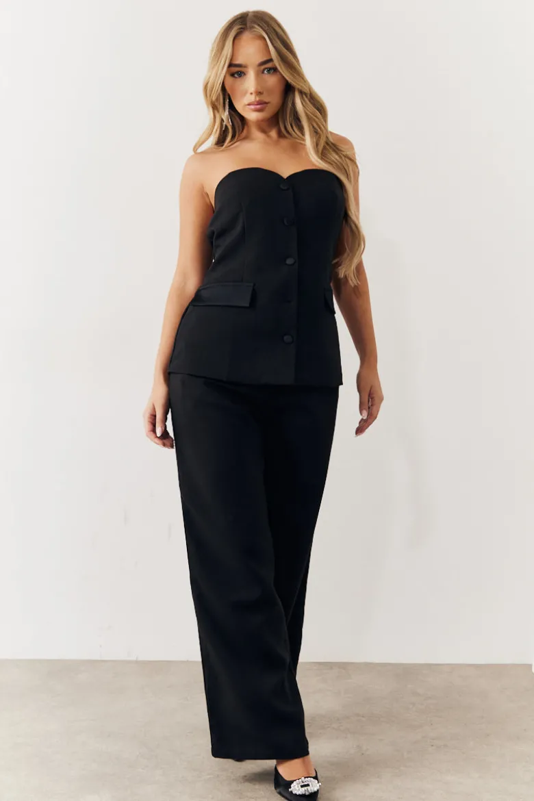 Black Tailored Wide Leg Trouser