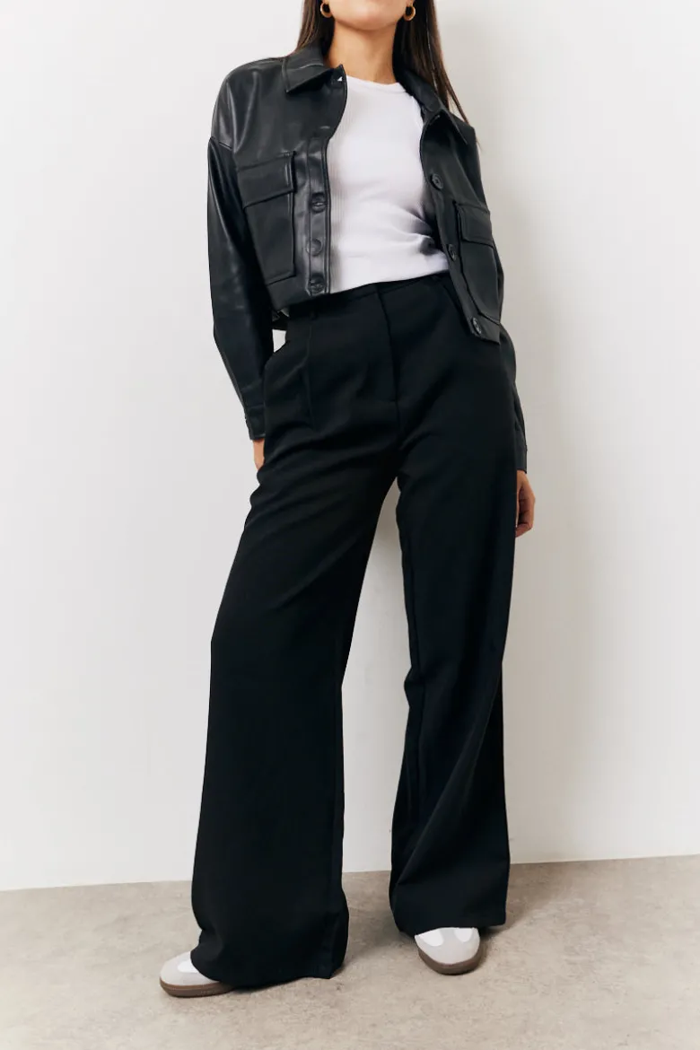 Black Tailored Wide Leg Trouser