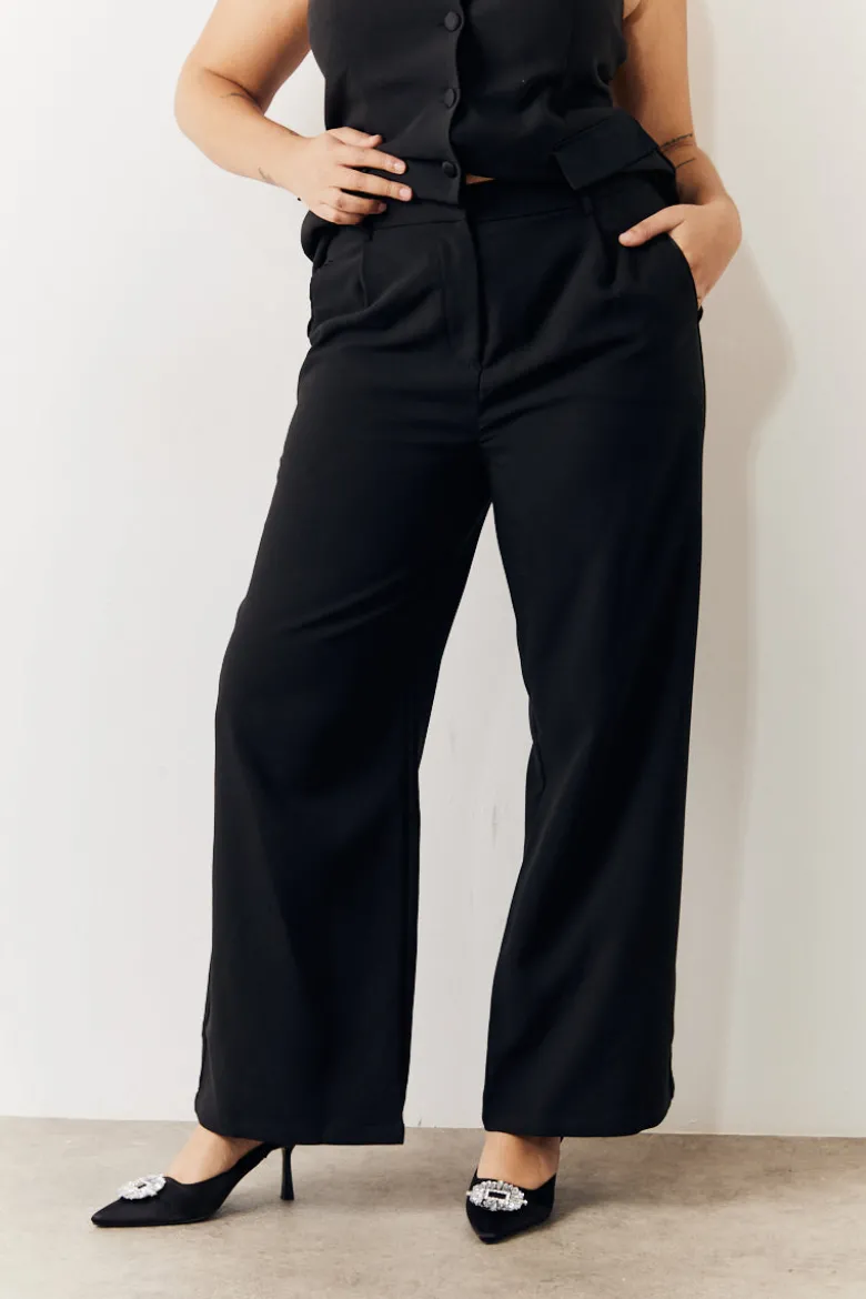 Black Tailored Wide Leg Trouser