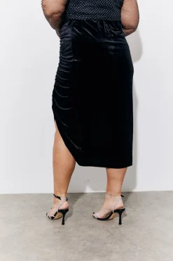 Black Velvet Midi Skirt