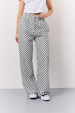 Black & White Striped Drawstring Trouser