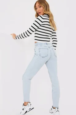 Bleach Wash Mom Jean