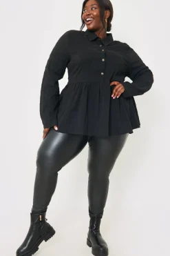 Blouson Sleeve Button Front Blouse