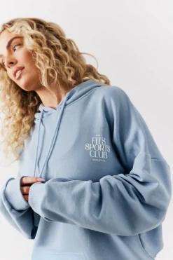 Blue Fits Sports Club Graphic Oversized Hoodie