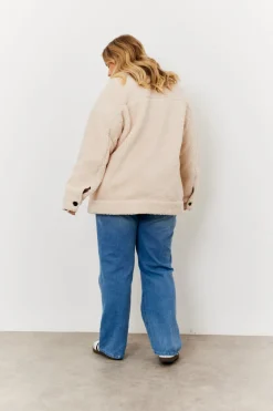 Borg Button Through Jacket with Pockets