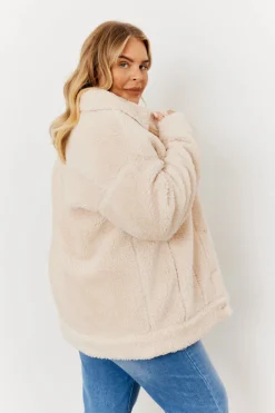 Borg Button Through Jacket with Pockets
