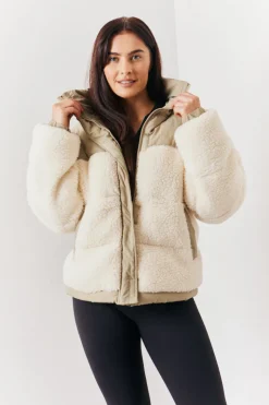 Borg Contrast Puffer Coat