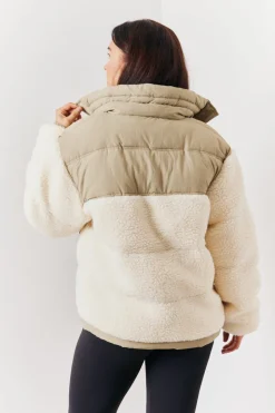 Borg Contrast Puffer Coat