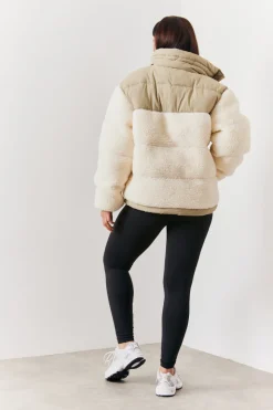 Borg Contrast Puffer Coat