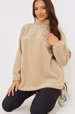 Borg Half Zip Pullover Sweatshirt