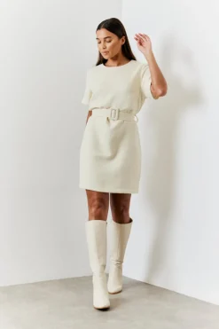 Boucle Belted Mini Dress