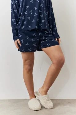 Bow Print Long Sleeve and Short PJ Set