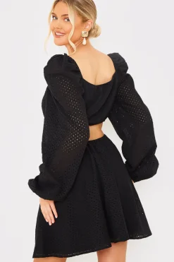 Broderie Cut Out Mini Dress